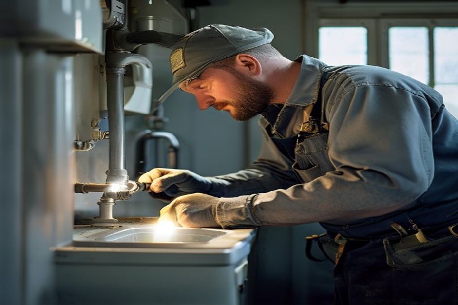 Fountain City Plumbing technician at work on a residential plumbing job